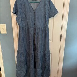 Sonoma Blue Buttoned Raglan Sleeve Sundress